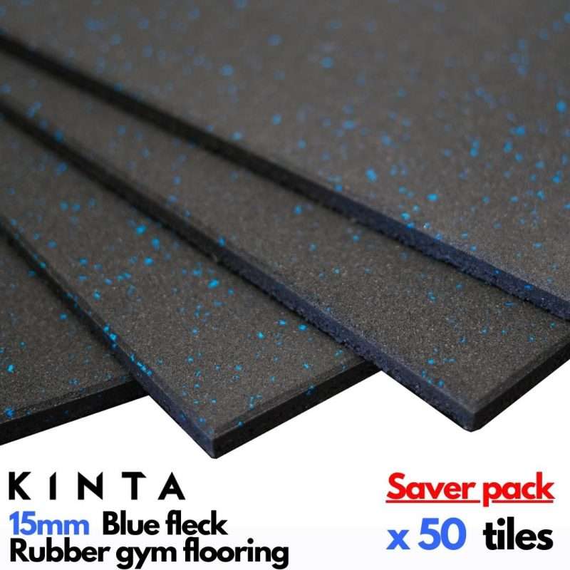 15mm Rubber Gym Flooring Black with Blue Specs 50 Pack 15mm Rubber Gym Flooring Black with Blue Specs 50 Pack