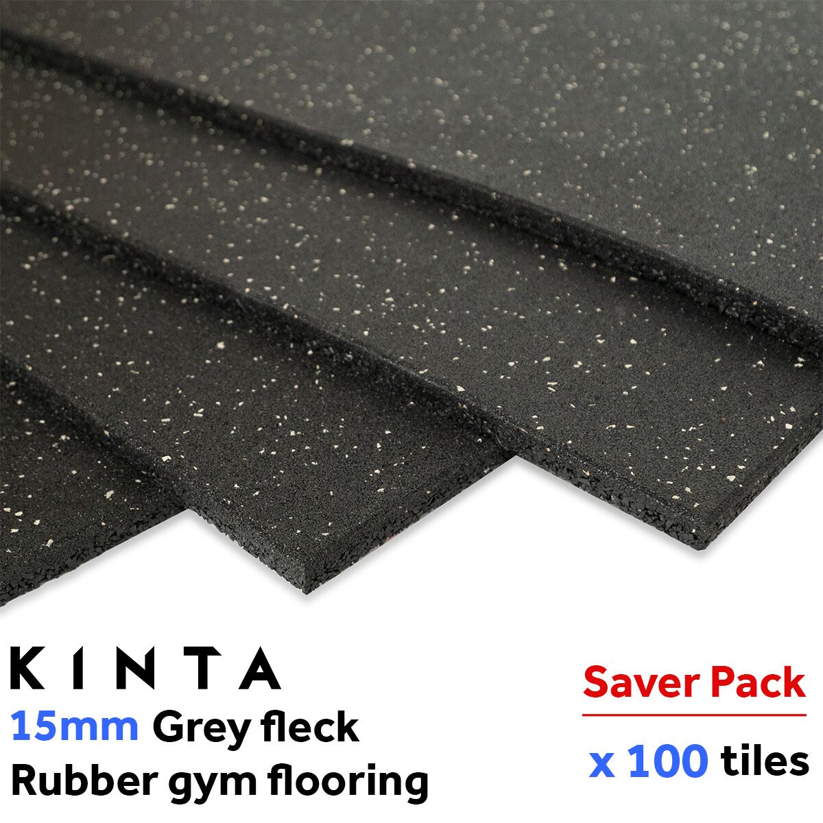 15mm Rubber Gym Flooring Black with Grey Specs - 100 Pack 15mm Rubber Gym Flooring Black with Grey Specs - 100 Pack