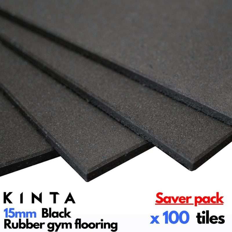 15mm Rubber Gym Flooring Black 100 Pack 15mm Rubber Gym Flooring Black 100 Pack