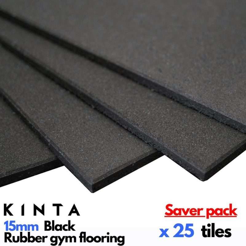 15mm Rubber Gym Flooring Black 25 Pack 15mm Rubber Gym Flooring Black 25 Pack